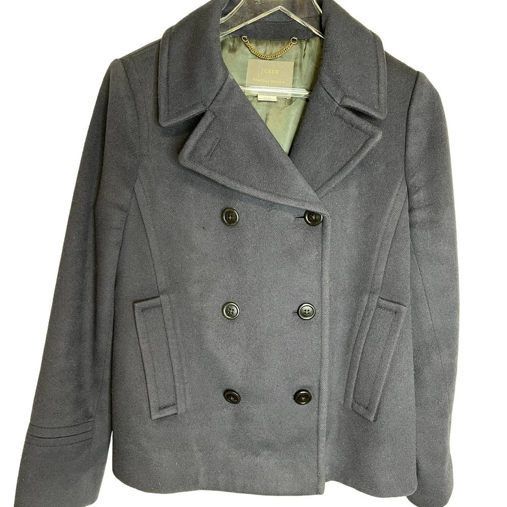 J Crew Peacoat Blue 100% Wool Coat Nello Gori